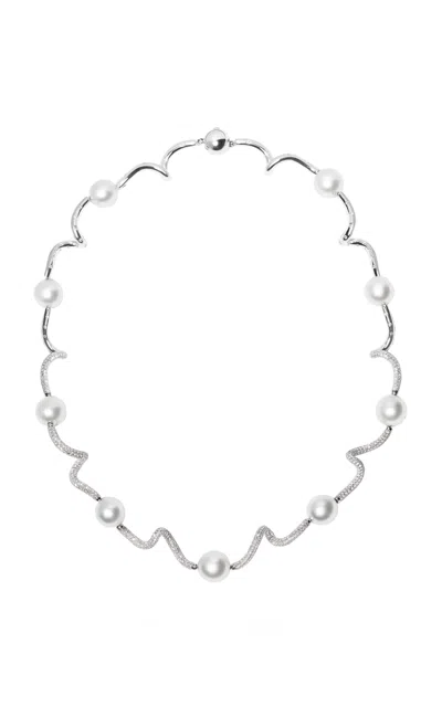 B.p. De Silva Jewellers High Seas 18k White Gold; Diamond And Pearl Necklace