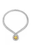 B.p. De Silva Jewellers One Of A Kind The Grand Plush 18k White Gold Diamond And Sapphire Necklace In Yellow