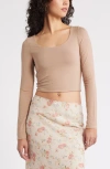 Bp. Deep Scoop Crop Top In Tan Amphora