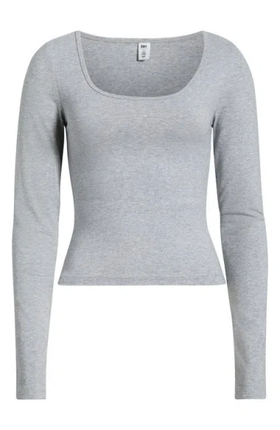 Bp. Deep Scoop Neck Long Sleeve Tee In Gray
