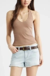 Bp. Deep V-neck Halter Top In Brown
