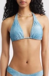 Bp. Denim Print Convertible Bikini Top In Blue