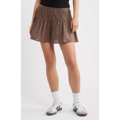 Bp. Drop Waist Flare Cotton Skort In Brown