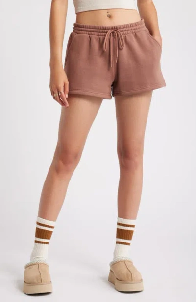 Bp. Elastic Waist Fleece Shorts In Brown Topaz