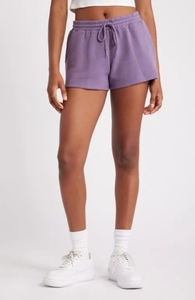 Bp. Elastic Waist Fleece Shorts In Purple Montana