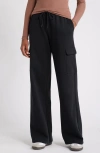 Bp. Elastic Waist Wide Leg Fleece Cargo Pants In Black Jet