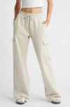 Bp. Elastic Waist Wide Leg Fleece Cargo Pants In Gray
