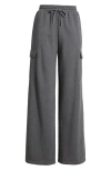 Bp. Elastic Waist Wide Leg Fleece Cargo Pants In Grey Medium Charcoal Heather