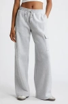 Bp. Elastic Waist Wide Leg Fleece Cargo Pants In Grey Soft Heather