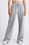 Bp. Elastic Waist Wide Leg Fleece Cargo Pants In Grey Weathervane