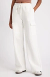 Bp. Elastic Waist Wide Leg Fleece Cargo Pants In Ivory