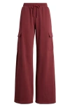 Bp. Elastic Waist Wide Leg Fleece Cargo Pants In Red Grape