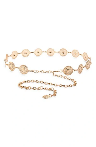 Bp. Embossed Circular Chain Belt In Gold
