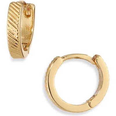 Bp. Etched Huggie Hoop Earrings In 14k Gold Dipped