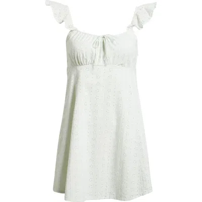 Bp. Eyelet Embroidery Flutter Sleeve Minidress In White