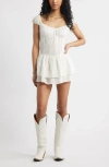 Bp. Eyelet Layered Ruffle Romper In White Blanc