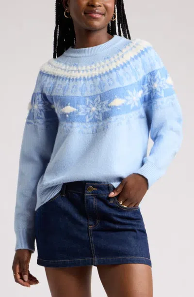 Bp. Fair Isle Crewneck Sweater In Animal Print