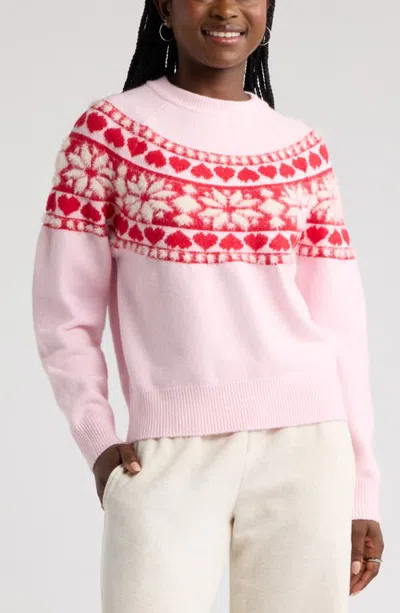Bp. Fair Isle Crewneck Sweater In Pink