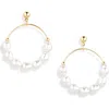 Bp. Faux Pearl Frontal Hoop Earrings