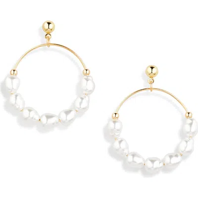 Bp. Faux Pearl Frontal Hoop Earrings