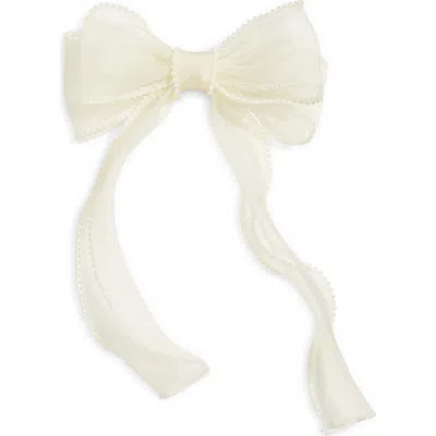 Bp. Faux Pearl Trim Chiffon Bow Barrette In White