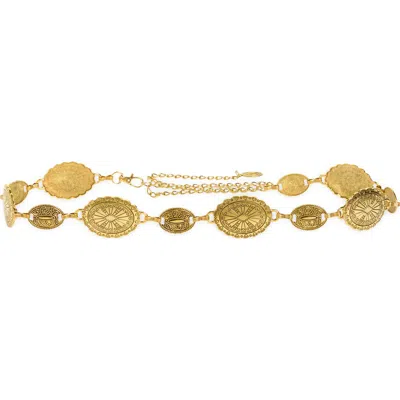 Bp. Festival Engraved Medallion Belt In Gold