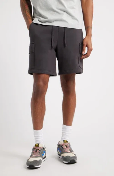 Bp. Fleece Cargo Shorts In Black Faded