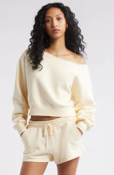Bp. Fleece Detail Off The Shoulder Sweatshirt In Neutral