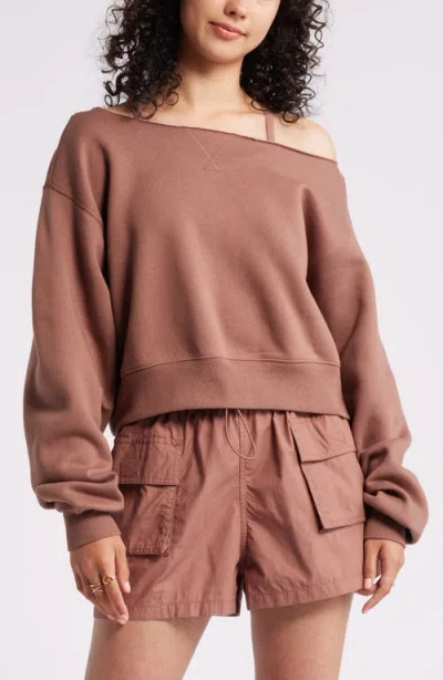 Bp. Fleece Detail Off The Shoulder Sweatshirt