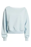 Bp. Fleece Detail Off The Shoulder Sweatshirt In Blue