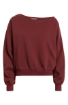 Bp. Fleece Detail Off The Shoulder Sweatshirt In Burgundy