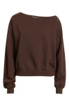 Bp. Fleece Detail Off The Shoulder Sweatshirt In Burgundy