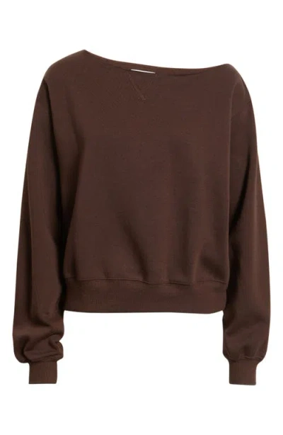 Bp. Fleece Detail Off The Shoulder Sweatshirt In Burgundy