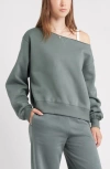 Bp. Fleece Detail Off The Shoulder Sweatshirt In Gray