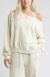 Bp. Fleece Detail Off The Shoulder Sweatshirt In White