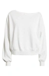 Bp. Fleece Detail Off The Shoulder Sweatshirt In White