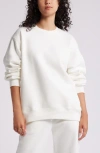 Bp. Fleece Detail Oversize Crewneck Sweatshirt In White