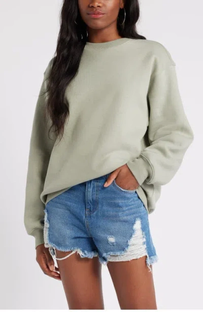 Bp. Fleece Detail Oversize Crewneck Sweatshirt In Green