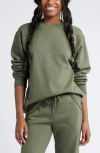 Bp. Fleece Detail Oversize Crewneck Sweatshirt In Green Beetle