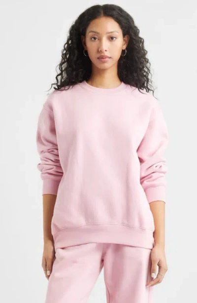 Bp. Fleece Detail Oversize Crewneck Sweatshirt In Pink Cameo