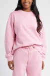 Bp. Fleece Detail Oversize Crewneck Sweatshirt In Pink Shore
