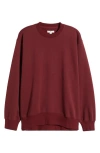 Bp. Fleece Detail Oversize Crewneck Sweatshirt In Red Grape