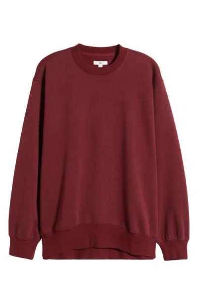 Bp. Fleece Detail Oversize Crewneck Sweatshirt In Red Grape
