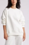 Bp. Fleece Detail Oversize Crewneck Sweatshirt In White