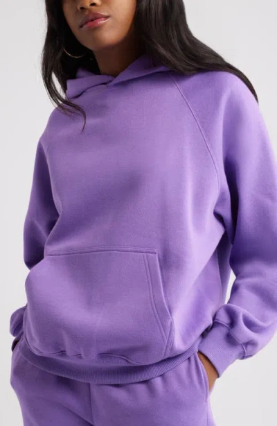 Bp. Fleece Detail Oversize Raglan Hoodie In Purple