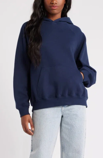 Bp. Fleece Detail Oversize Raglan Hoodie In Purple