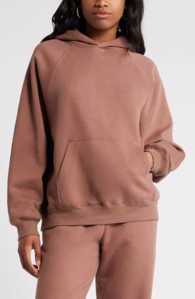 Bp. Fleece Detail Oversize Raglan Hoodie In Brown