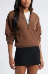 Bp. High Pile Fleece Quarter Zip Pullover In Brown Terra