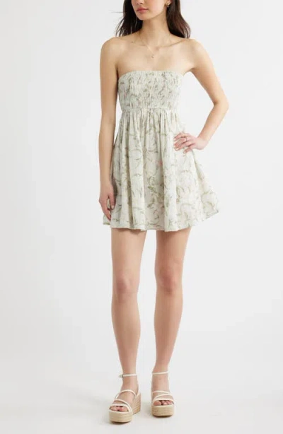 Bp. Floral Cutout Strapless Minidress In Multi