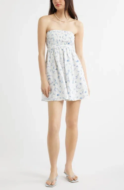 Bp. Floral Cutout Strapless Minidress In White